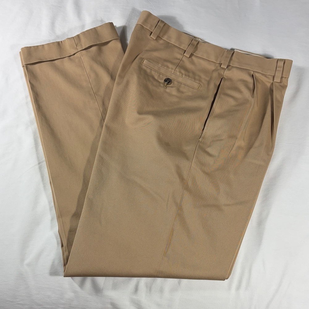 Brooks Brothers mens gold khaki double pleated cuffed chino pants - size 35x33.5